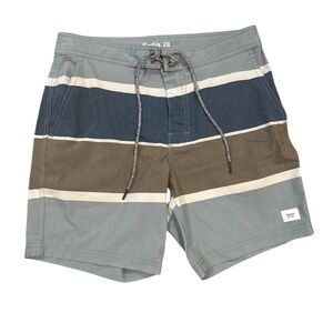 Men’s Gray and Blue Board Shorts with Quick-Dry Material in size 28